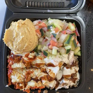 Mix Combo Over Rice Platter with hummus