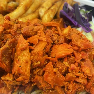 U can see the black hair in the chicken and rice