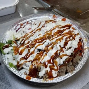 Mix Platter over Rice and Salad
