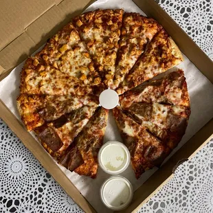 Half Tandoori Chicken and half Gyro Pizza