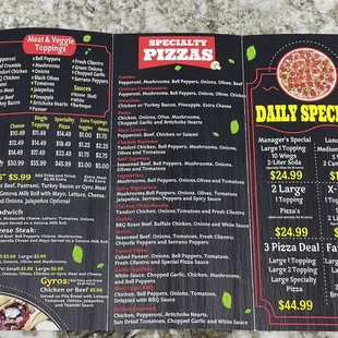 a menu for halal specials