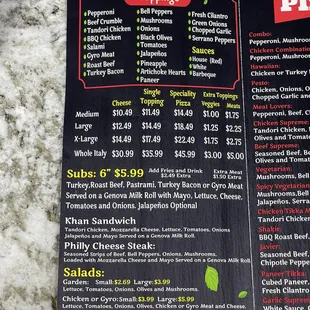 menu