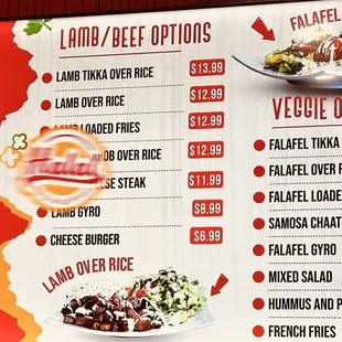 Lam/Beef and Veggie Menu