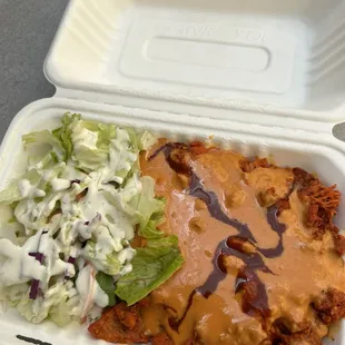 Chicken over rice, added $1 for Tikka sauce