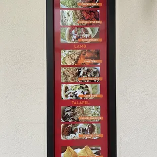 a menu on the wall