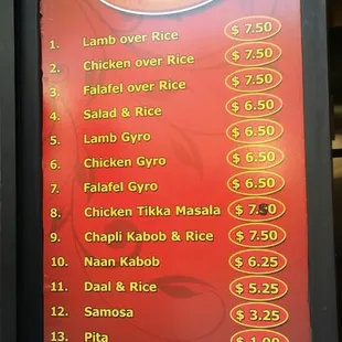 menu