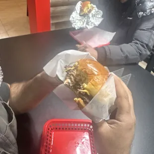 Double smash brisket burger on Devon and California