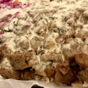 Lamb over rice platter