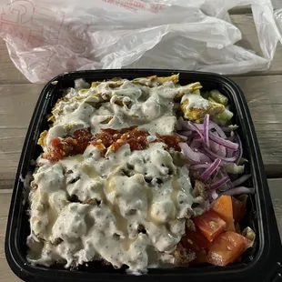 Chicken and lamb over rice