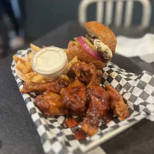 Honey garlic wings and slider