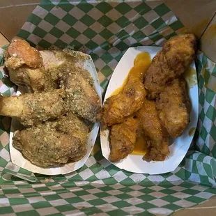 Garlic Parmesan bone in and mango habanero boneless