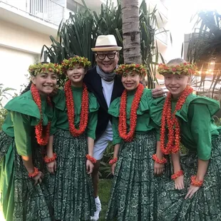 Kelakela performing at the new Alohilani Resort, pictured with Iron Chef Morimoto!!