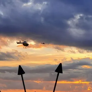 Helicopter at sunset