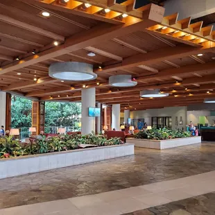 Lobby area of the Hale Koa Hotel.