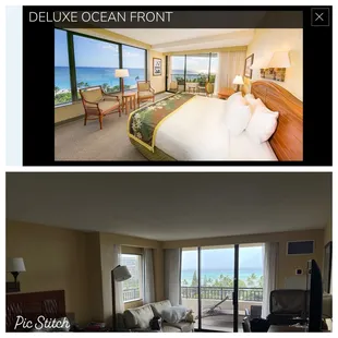 Deluxe Ocean Front Room.  Advertised vs actual.