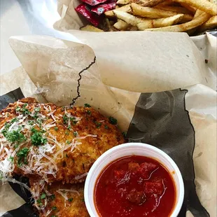 Side of dippers and fries.