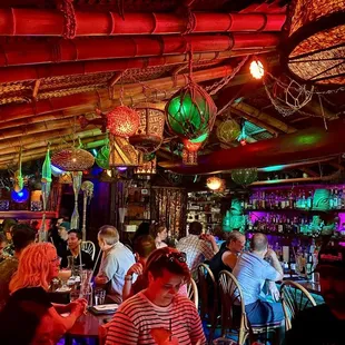 a group of people sitting at a bar