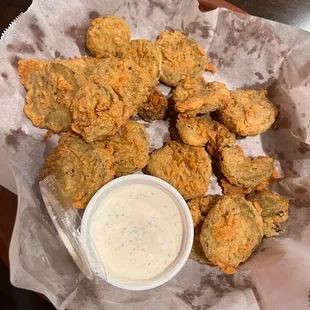 Fried pickles with homemade ranch