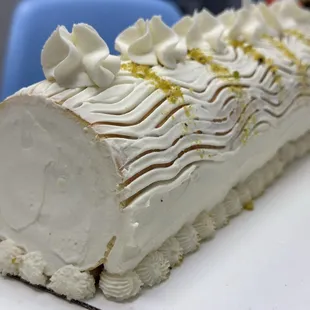 Pistachio Strawberry Rolette Cake
