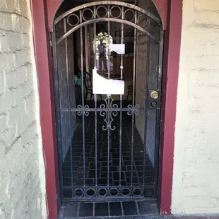 Ripped sign on door?