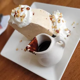 Kona Coffee Ice Cream with Chocolate Syrup in an Oreo Crust