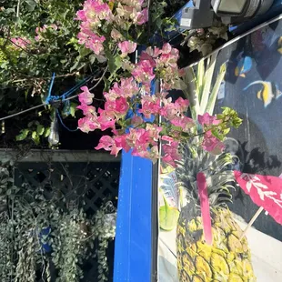 Flowers outside the food truck