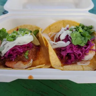 Shrimp tacos, fresh.