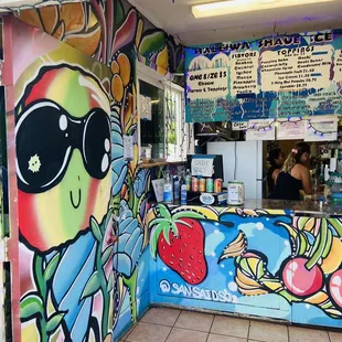 a colorful ice cream shop