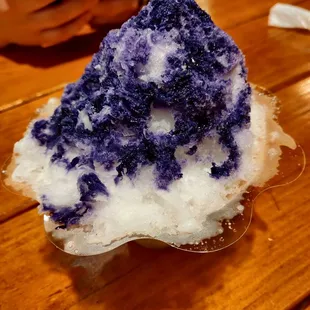 The coco ube shave ice on the menu.  Shaved coconut water topped with ube condensed milk.