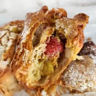 Raspberry pistachio croissant
