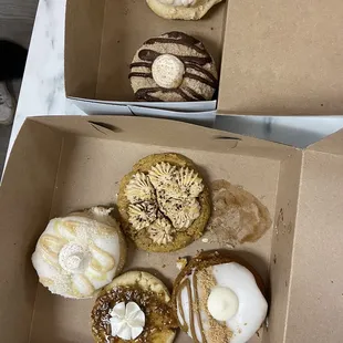 a variety of donuts in a box