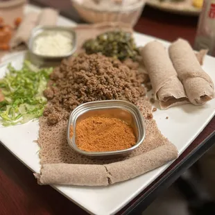 Kitfo - I asked for well done since I'm an amateur and must have fully cooked meat.