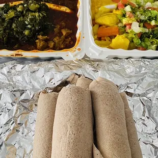 two burritos and a salad