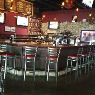 Large bar area along with alot of seats and patio!