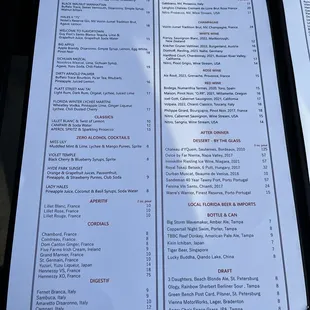 menu