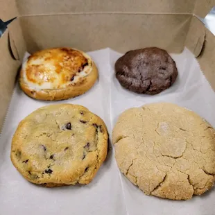 four cookies in a box