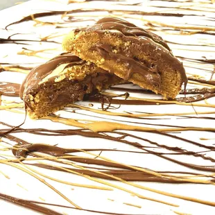 hocolate drizzle on a plate