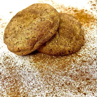 wo cookies on a white surface