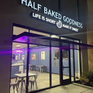 he front entrance of half baked goodness