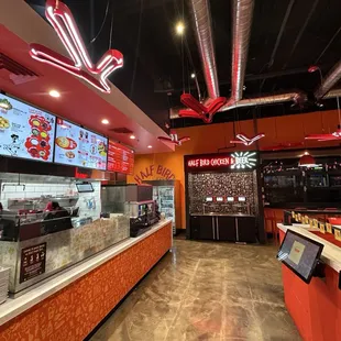 Up at the ordering area looking toward the self-serve beer station