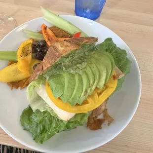 Tofu BLTA Croissant with fresh vegetables