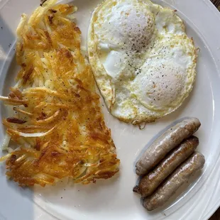 two egg and sausage breakfast