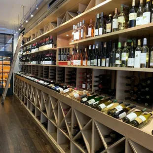 shelves of wine