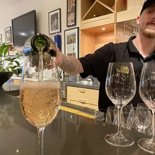 Kenny pouring the champagne.. HMB Wine &amp; Cheese Company CA.. Clos De La Tech Sat 7/10/2021