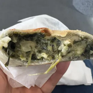 Inside the Spinach and Cheese empanada