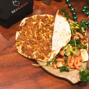 The same delicious Turkish pizza wrap it up roll it up!!!!