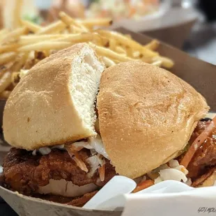 Nashville Hot Sandwich (Grouper + Sweet Heat) w Seasoned Fries