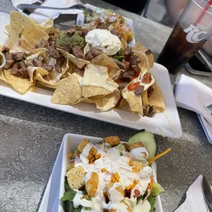 Got a garden salad and nachos