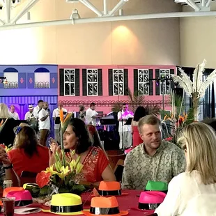 Cute backdrop behind the band