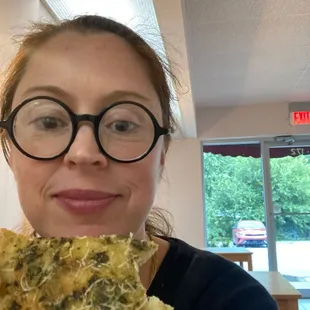 VEGAN spinach and artichoke pizza.